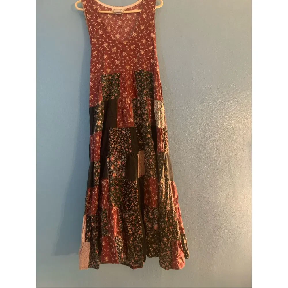 Vintage Recollections Cottage Core Patchwork Sleeveless Floral Maxi Dress Size S